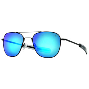 AO Eyewear - Original Pilot, Black Frame with Blue Mirror Lens