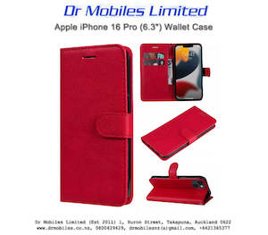 Telephone including mobile phone: Apple iPhone 16 Plus, 6.7" Wallet Case (Red)