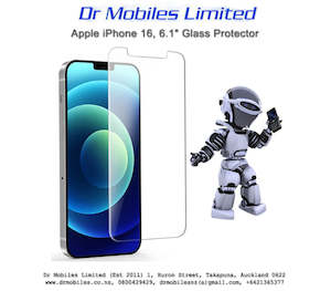 Telephone including mobile phone: Apple iPhone 16, 6.1" Glass Protector | drmobiles.co.nz