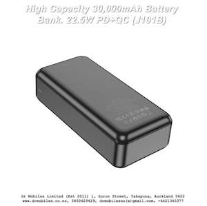 Telephone including mobile phone: High Capacity 30,000mAh Battery Bank. 22.5W PD+QC (J101B)