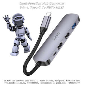 Multi-Function Hub Converter, 5-in-1, Type-C To HDTV + USB3.0, PD, Hoco, HB27