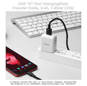 Telephone including mobile phone: USB "C" Fast Charging/Data Transfer Cable, 2.4A, 1 Meter (X29)