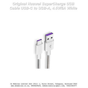 Telephone including mobile phone: Original Huawei SuperCharge USB Cable - USB-C to USB-A, 4.5V/5A White