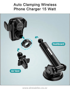 Auto Clamping Phone Holder with Wireless Qi Charging - AceFast JR-ZS248, MegSafe