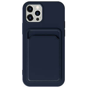 Telephone including mobile phone: Card Holder Silicone Case for iPhone Black