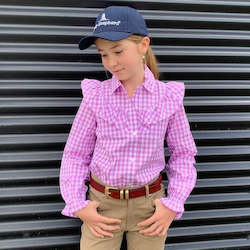 Clothing: Frill Shirt - Lilac Gingham