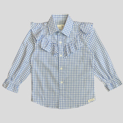 Delilah Frill Shirt - Light Blue Gingham