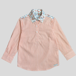 Adaline Shirt - Orange Stripe with Floral