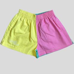 Clothing: Work Shorts - Pastel Yellow, Pink and Turquoise