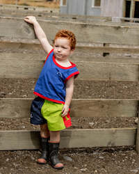 Children's Shearer's Singlet - Cobalt Blue and Navy