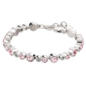 Bracelets: Teresia Shiny Silver Tennis Bracelet - Vintage Rose /Grey