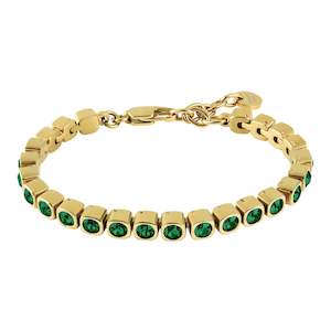 Bracelets: Cory Gold Tennis Bracelet - Emerald Green