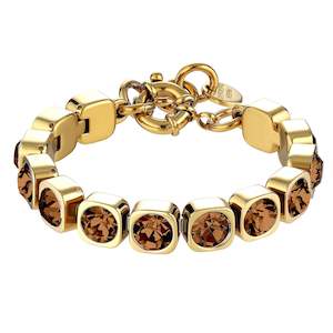 Conian Gold Tennis Bracelet - Brown