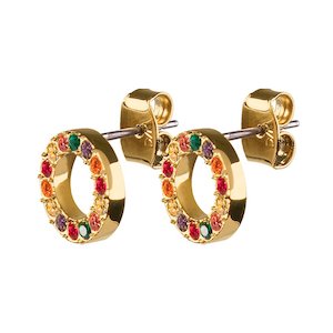 Koro Gold Stud Earrings - Multi