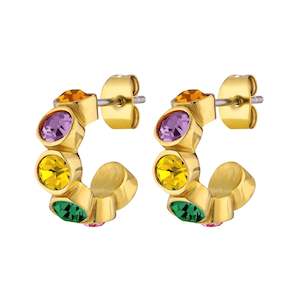 Jenna Gold Hoop Earrings - Rainbow