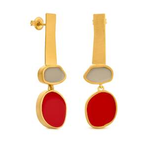 Joidart: Collage Gold Earrings Red