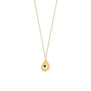 Miro Gold Necklace Black Drop Pendant