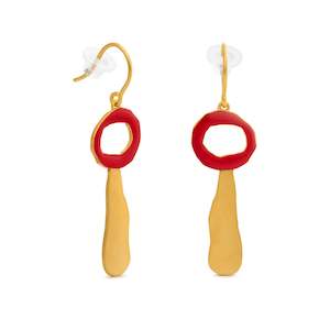 Joidart: Miro Gold Hook Earrings Red