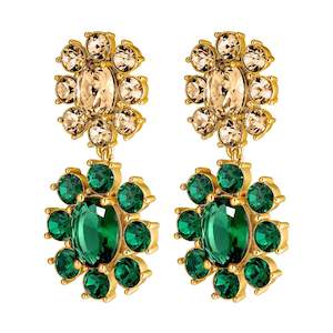 Make A Statement: Lina Gold Earrings - Emerald Green /Golden