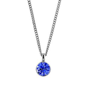 Necklaces: Ette Shiny Silver Necklace - Sapphire