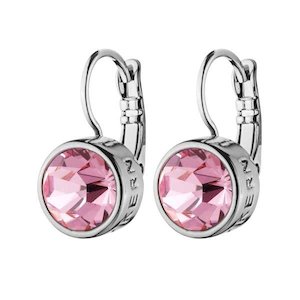 Louise Shiny Silver Earrings - Light Rose