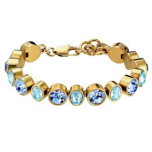 Bracelets: Elaine Gold Bracelet - Aqua Blue