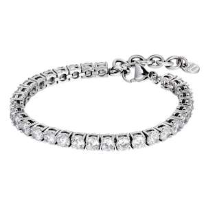 Bracelets: Cobra Shiny Silver Tennis Bracelet