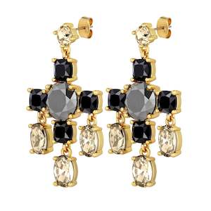 Leonora Gold Earrings - Black/Golden