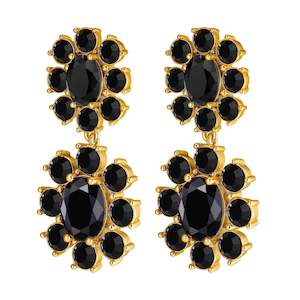 Lina Gold Earrings - Black