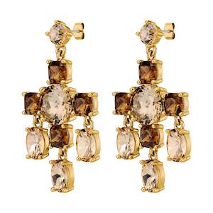 Make A Statement: Leonora Gold Earrings - Golden /Brown