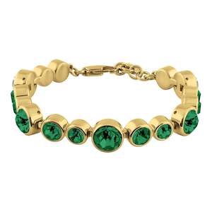 Make A Statement: Calice Gold Tennis Bracelet - Green