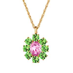 Make A Statement: Claudia Gold Necklace - Rose/ Green