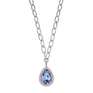 Make A Statement: Metta Shiny Silver Necklace - Light Blue / Rose