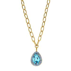 Make A Statement: Metta Gold Necklace - Aqua / Light Blue