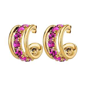 Pink: Helen Gold Earrings - Pink