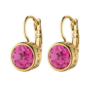 Pink: Louise Gold Earrings - Pink