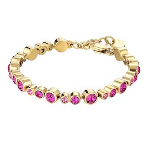 Pink: Teresia Gold Tennis Bracelet - Pink