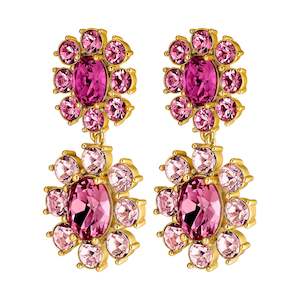 Pink: Lina Gold Earrings - Rose / Pink