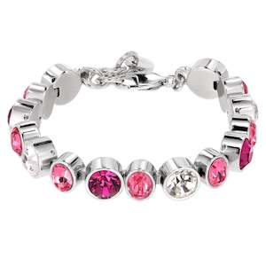 Elaine Shiny Silver Bracelet - Pink / Rose