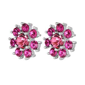 Pink: Aude Shiny Silver Earrings - Pink