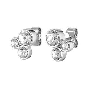 Aki Shiny Silver Earrings - Crystal