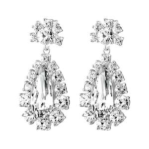 Lucia Shiny Silver Earrings - Crystal