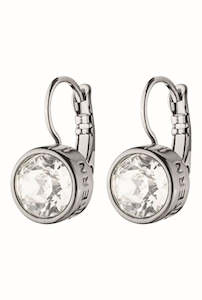 French Hook: Louise Shiny Silver Earrings - Crystal