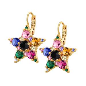 French Hook: Libra Gold Earrings - Rainbow