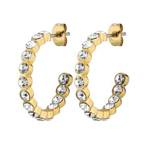 Holly Gold Hoop Earrings - Crystal