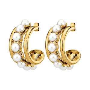 Helen Gold Earrings - White Pearl