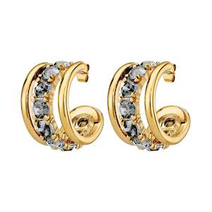 Hoops: Helen Gold Earrings - Grey