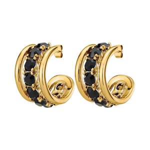 Helen Gold Earrings - Black