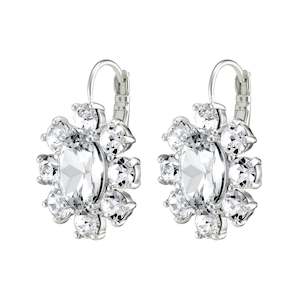 Valentina Shiny Silver Earrings - Crystal