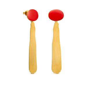 Joidart: Miro Gold Earrings Red Drop Large